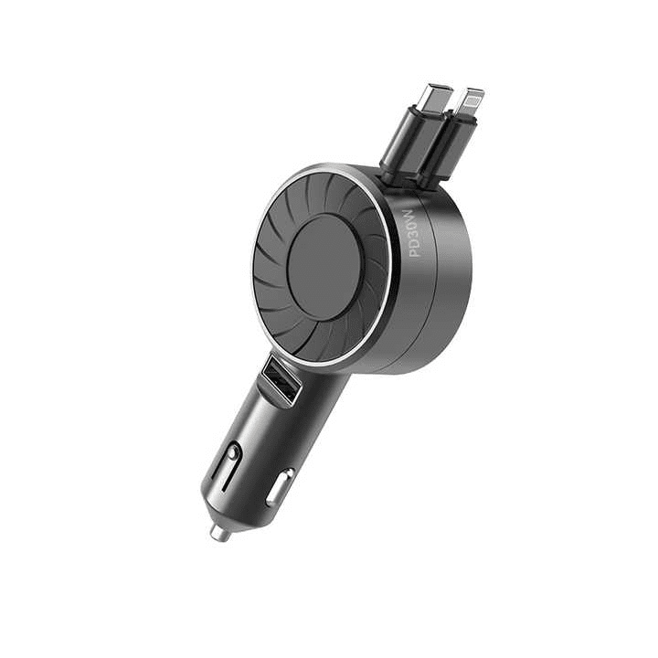 Retractable Car Charger, fast Charging 3in1 ,50 Watts output